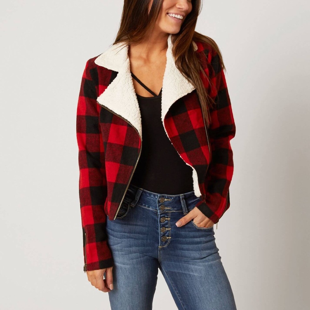 NWT GB Red and Black Buffalo Check Jacket, Junior's Size Large